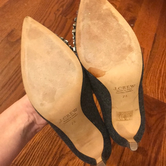 J.Crew Collection Flannel Heels with Stone Embellishment - Picture 8 of 9